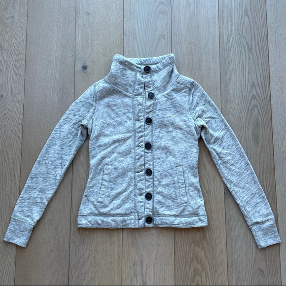 Sherpa Lined Heather Grey Jacket with Brown Buttons - Picture 2 of 7